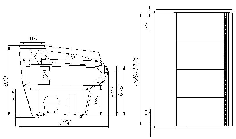 Холодильная витрина CARBOMA ВХСо‑1,25 BAVARIA (G110 SM 1,25‑2) открытая 